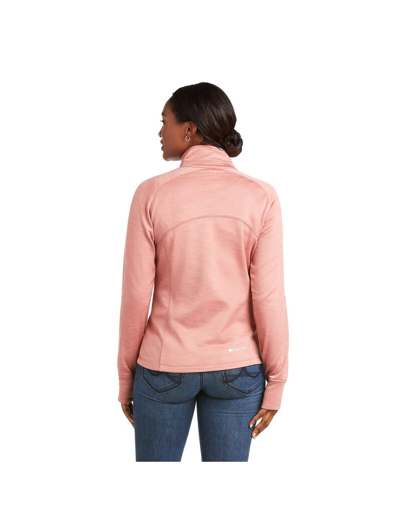 Sweats Ariat Tek Team 1/2 Zip Grise Rose Femme | HET-32667629