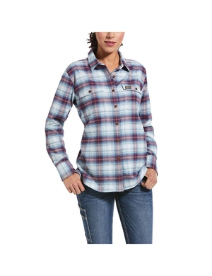 Vêtements De Travail Ariat Rebar Flannel DuraStretch Travail Shirts Bleu Femme | AEA-17063553