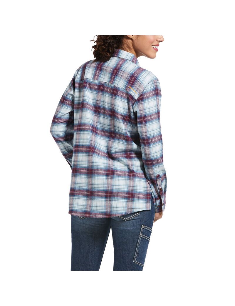 Vêtements De Travail Ariat Rebar Flannel DuraStretch Travail Shirts Bleu Femme | AEA-17063553