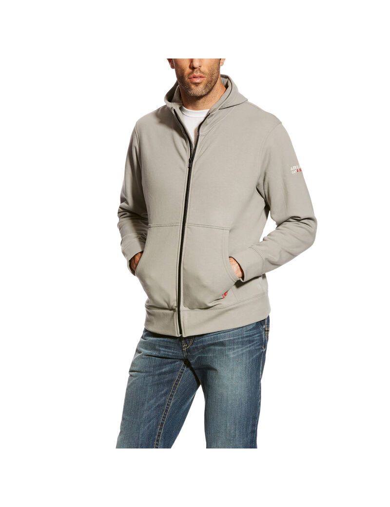 Sweat à Capuche Ariat FR DuraStretch Full Zip Argent Homme | IRE-84736773