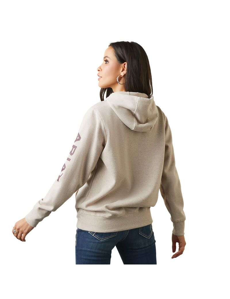 Sweat à Capuche Ariat Logo Beige Femme | IUY-81336778