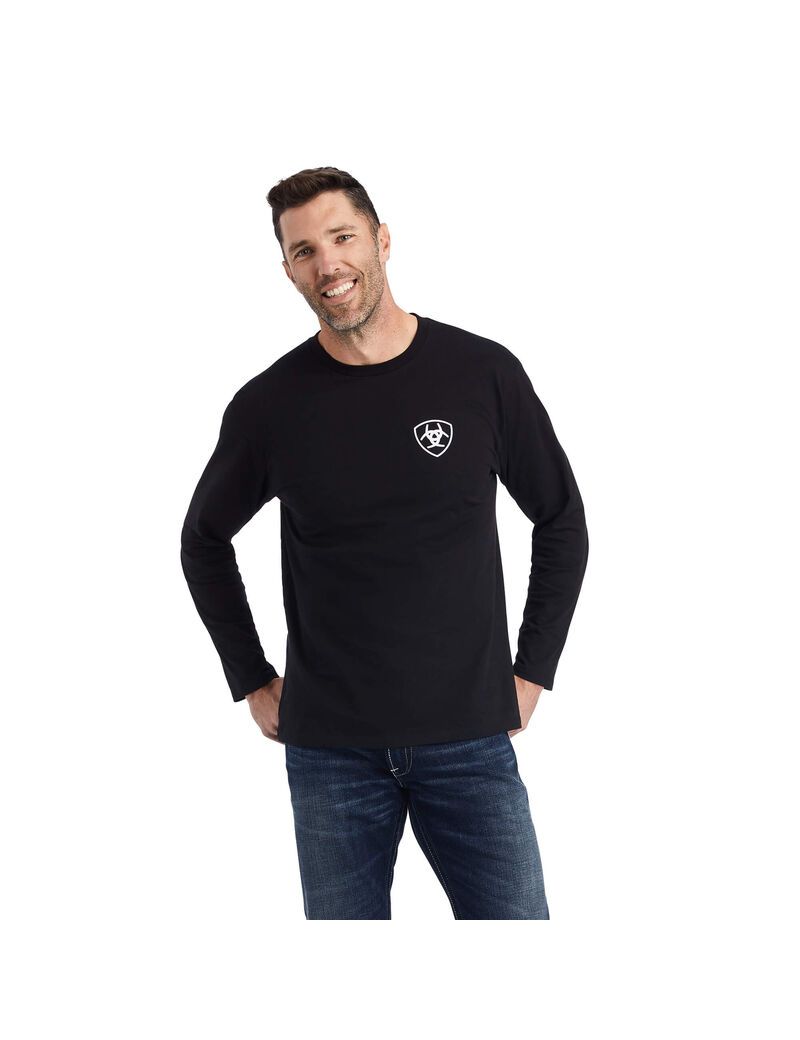 T Shirts Ariat Catégories Crest Noir Homme | VUD-47083137