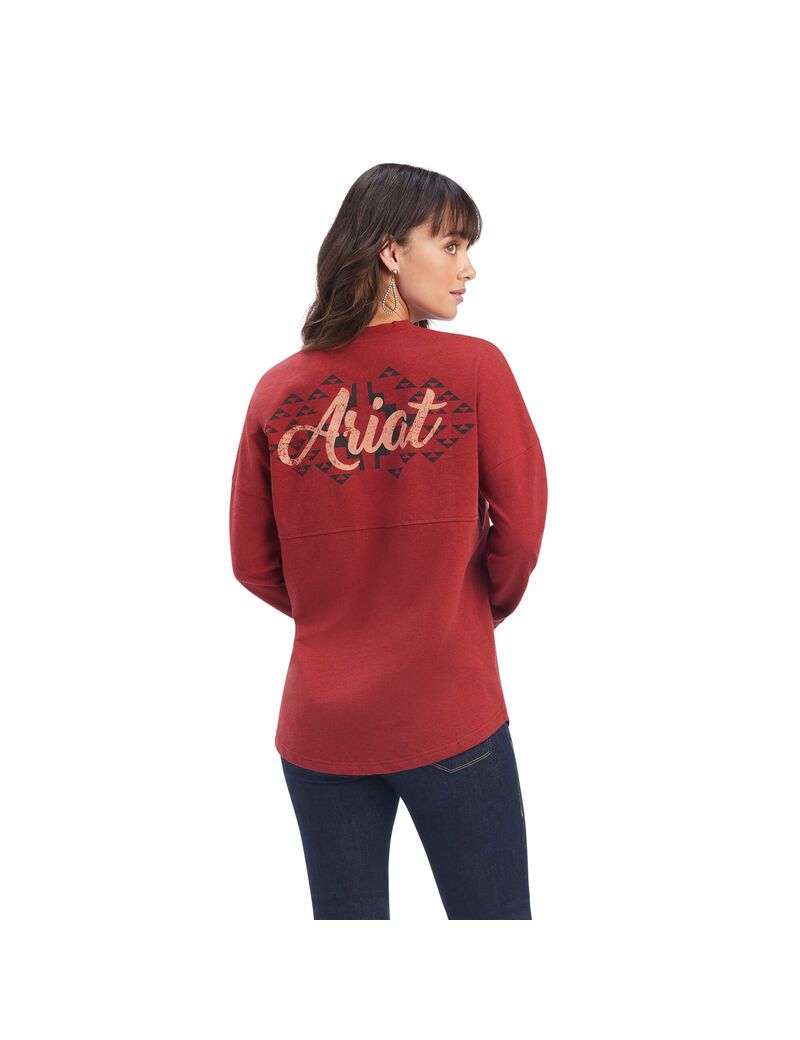 Hauts Ariat REAL Oversized Graphique Rouge Foncé Femme | HSC-25331738