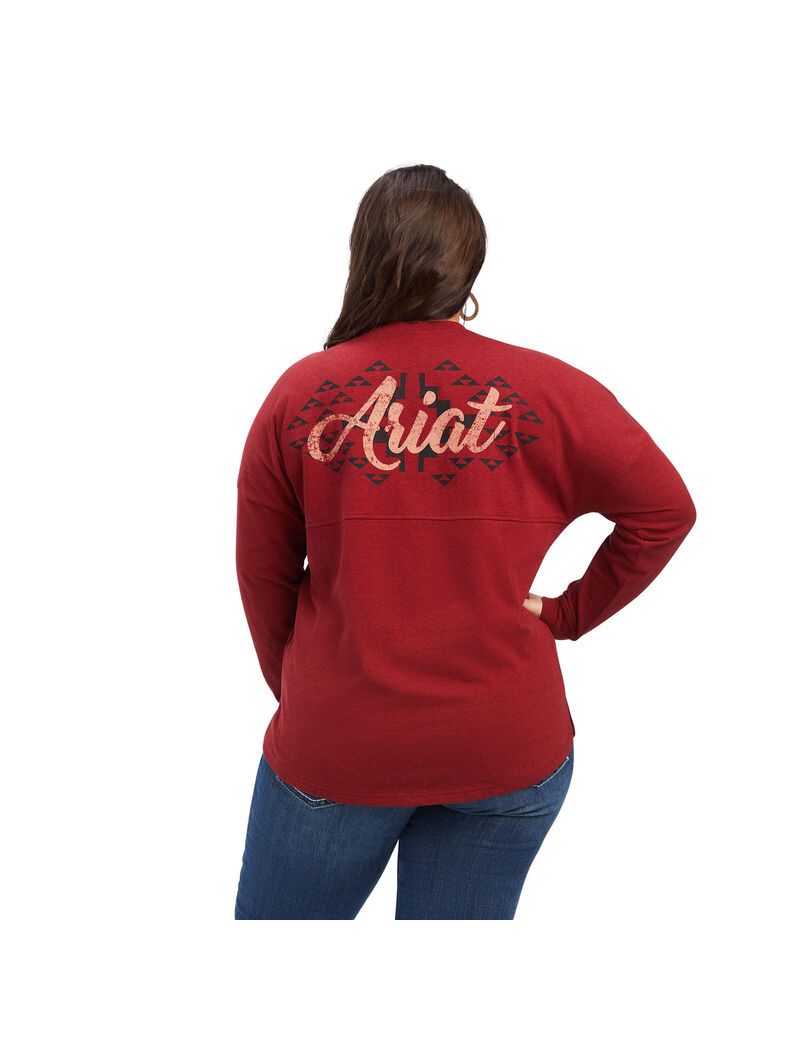 Hauts Ariat REAL Oversized Graphique Rouge Foncé Femme | HSC-25331738