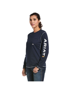 Vêtements De Travail Ariat Rebar Workman Logo T Shirts Bleu Marine Femme | SIM-88753641