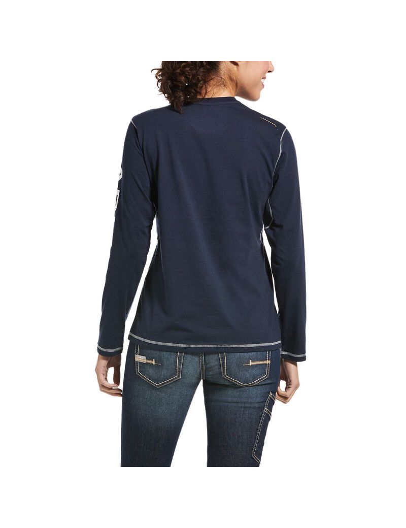 Vêtements De Travail Ariat Rebar Workman Logo T Shirts Bleu Marine Femme | SIM-88753641