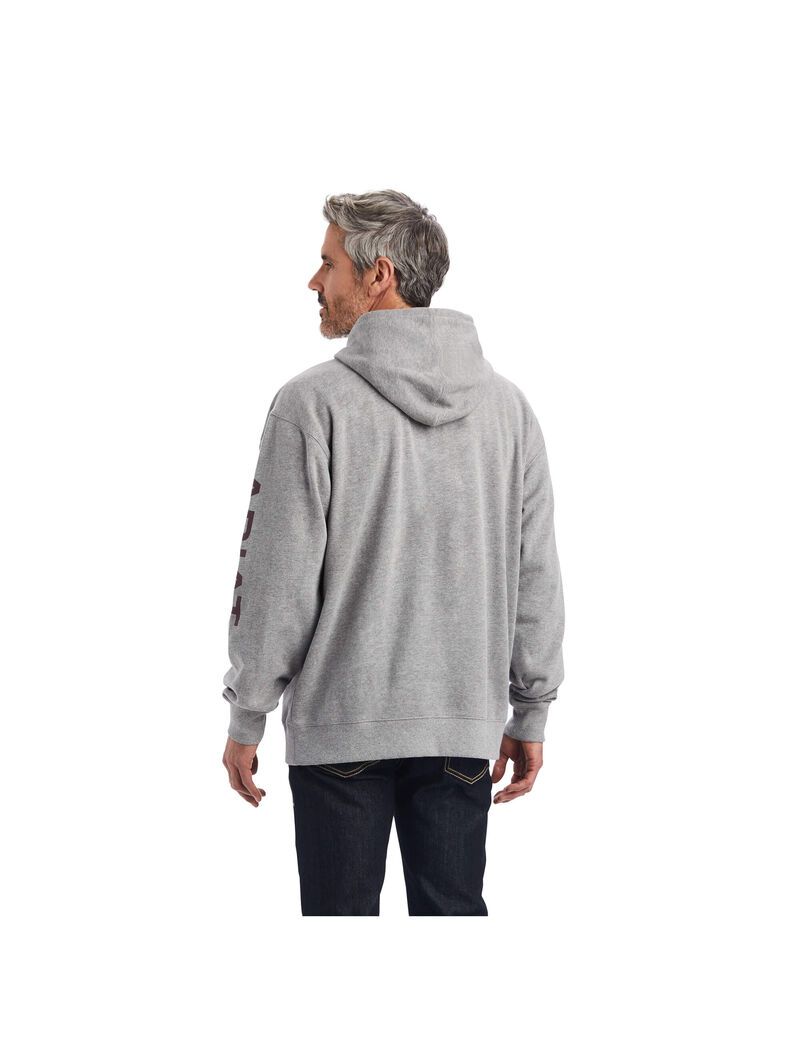 Sweat à Capuche Ariat Logo Grise Homme | EED-61496705