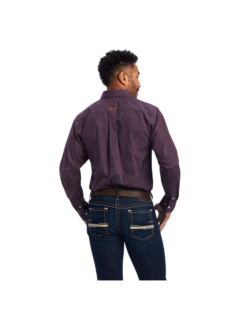 Chemises De Costume Ariat Wrinkle Free Dylen Fitted Bordeaux Homme | LUS-13502893