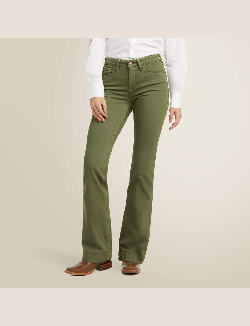 Jean Ariat Slim Trouser Ella Larges Leg Vert Femme | YCM-93861328