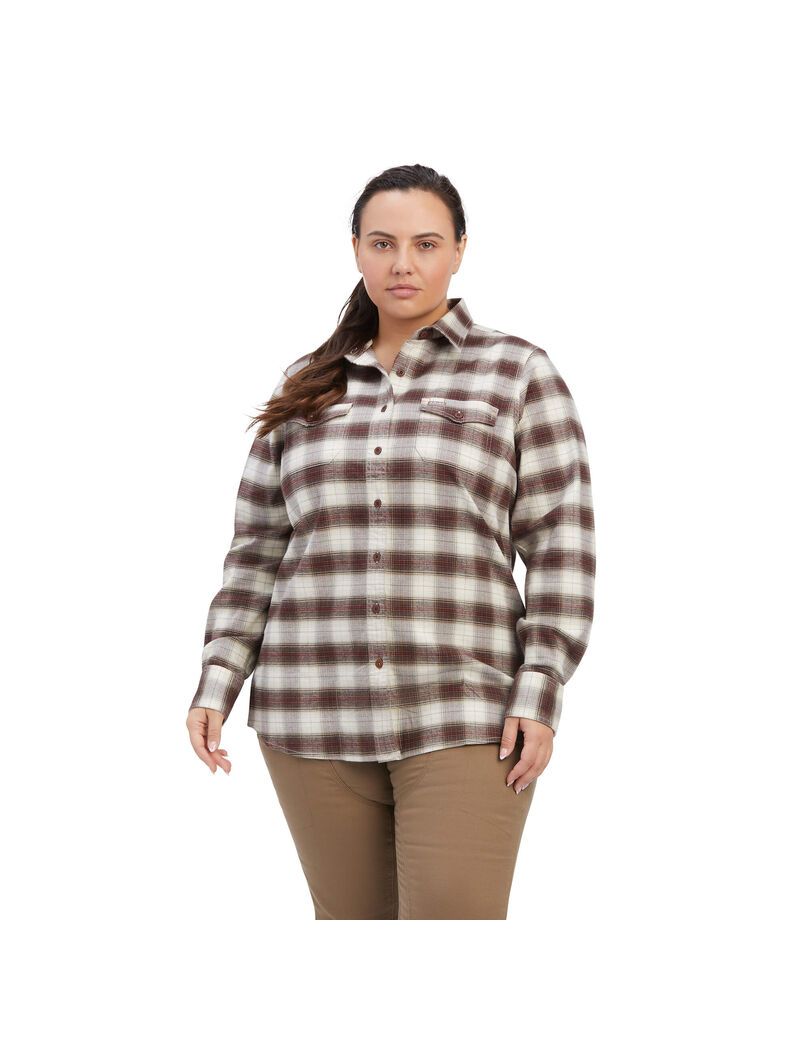 Vêtements De Travail Ariat Rebar Flannel DuraStretch Travail Shirts Blanche Femme | KRW-63783428