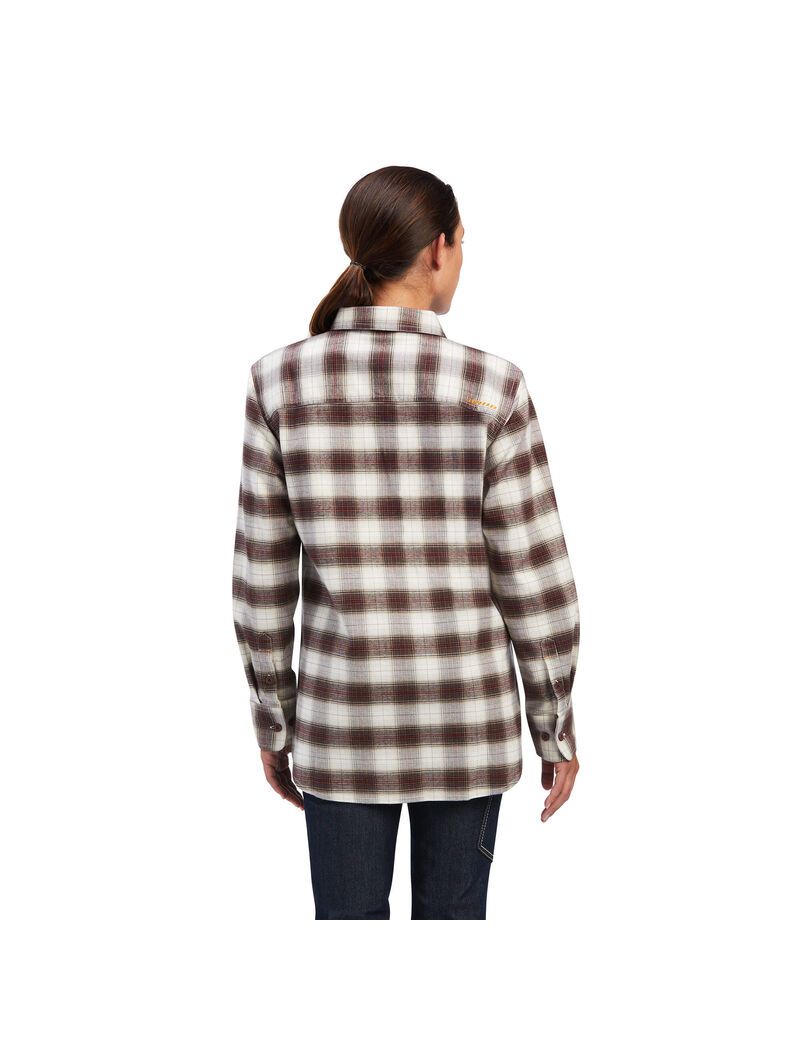 Vêtements De Travail Ariat Rebar Flannel DuraStretch Travail Shirts Blanche Femme | KRW-63783428