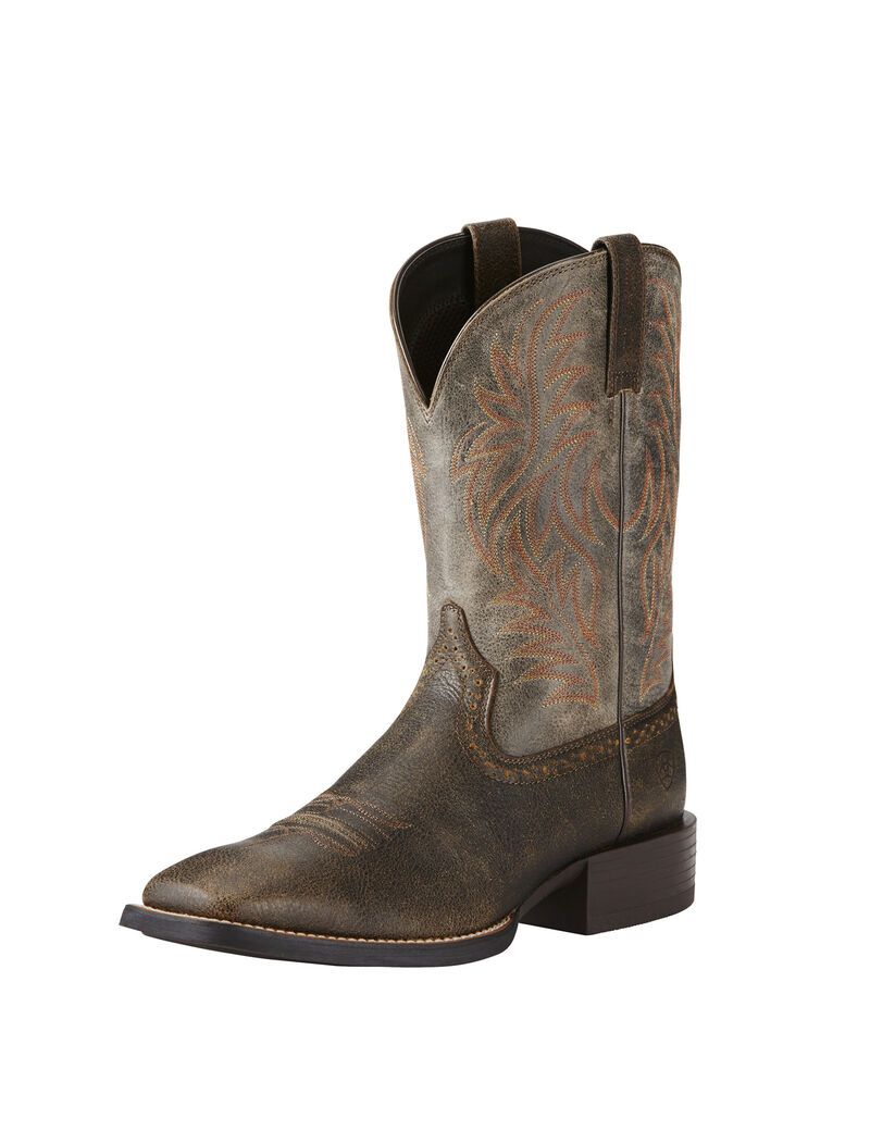 Bottes Western Ariat Sport Larges Square Embout Marron Homme | BMR-56568024