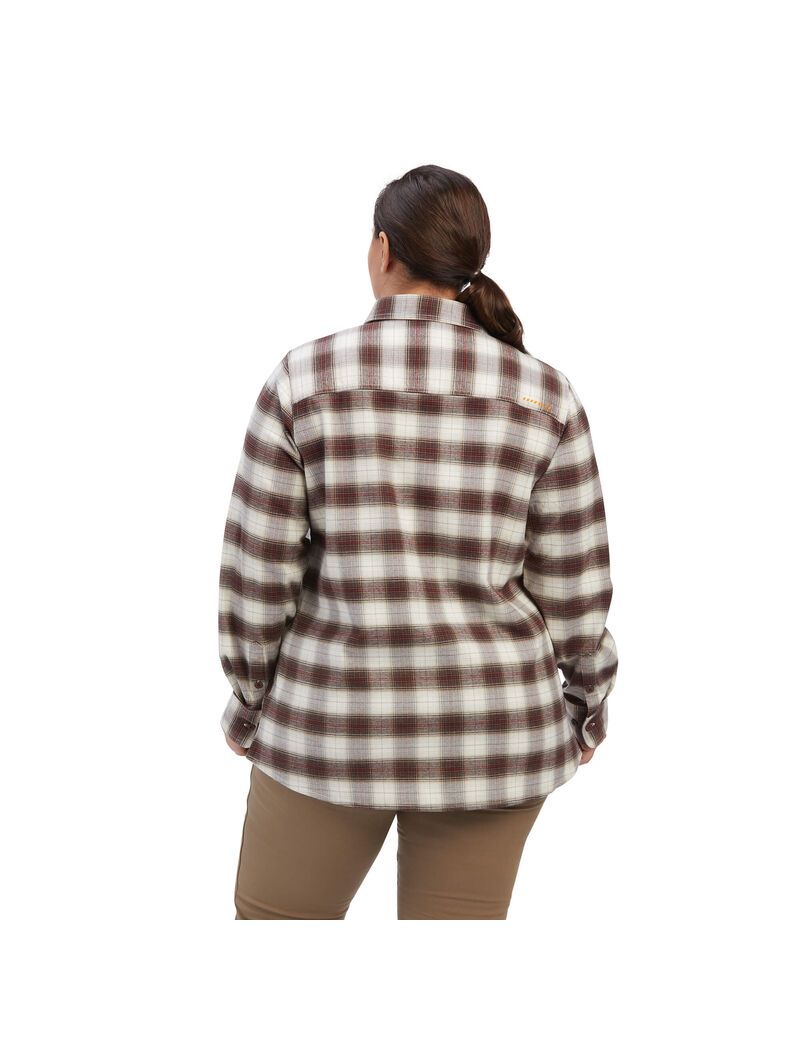 Vêtements De Travail Ariat Rebar Flannel DuraStretch Travail Shirts Blanche Femme | KRW-63783428