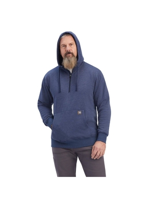 Vêtements De Travail Ariat Rebar Workman 1/4 Zip Hoodie Bleu Marine Homme | YCK-53027586