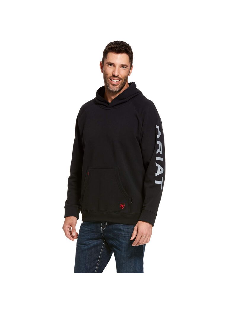 Sweat à Capuche Ariat FR Primo Fleece Logo Noir Homme | LSJ-07661824