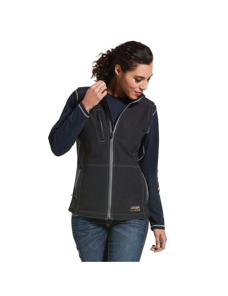 Vêtements De Travail Ariat Rebar Stretch Tela Softshell Vest Noir Femme | LYM-53509692