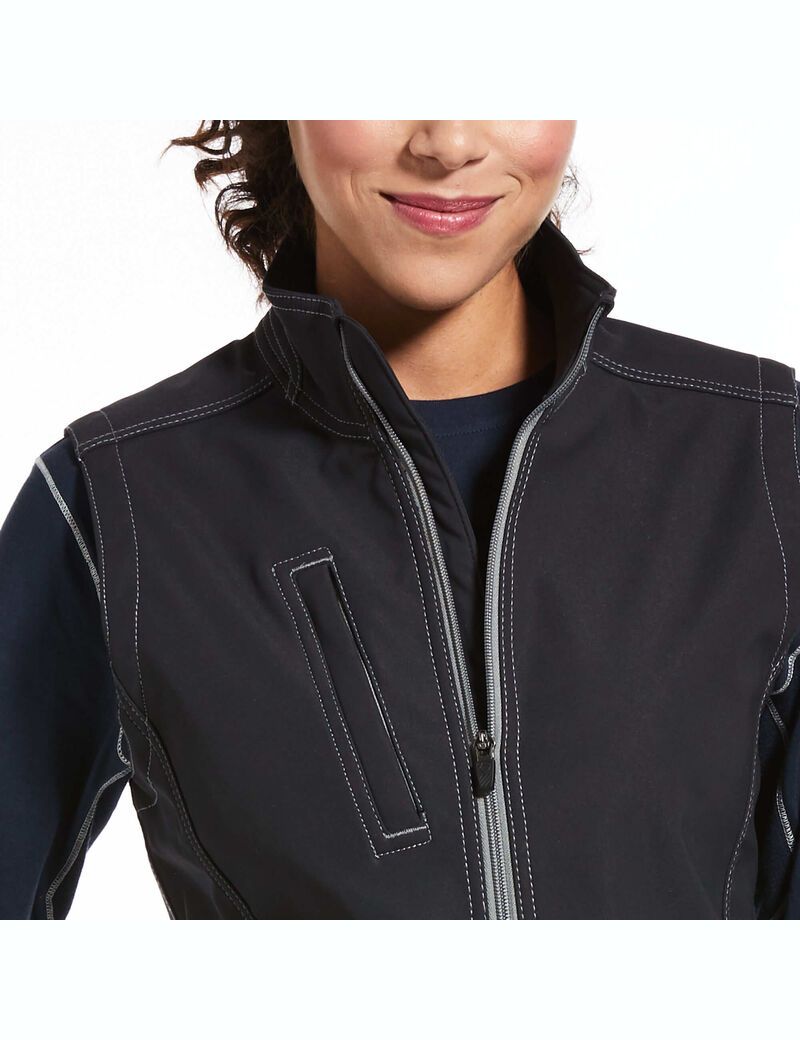 Vêtements De Travail Ariat Rebar Stretch Tela Softshell Vest Noir Femme | LYM-53509692