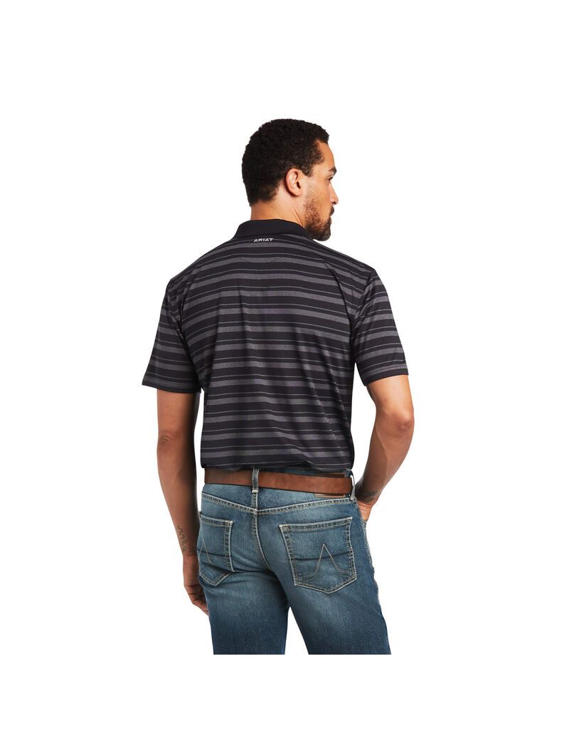 Polos Ariat Ombre Stripe Ftd Noir Homme | WDH-91692194