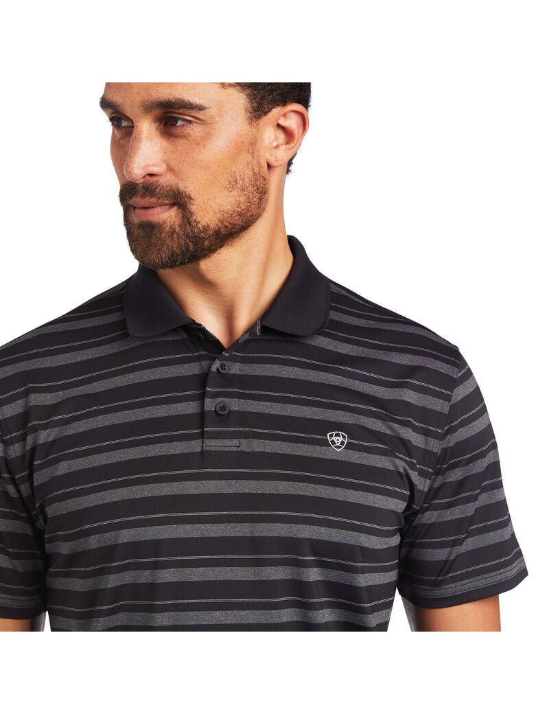 Polos Ariat Ombre Stripe Ftd Noir Homme | WDH-91692194