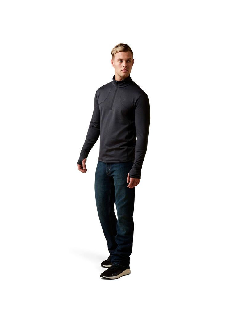 Couches Intermédiaires Ariat Gridwork 1/4 Zip Noir Homme | RYD-24874245