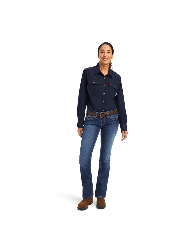 Chemises Ariat FR Featherlight Travail Bleu Marine Femme | IGM-79677614