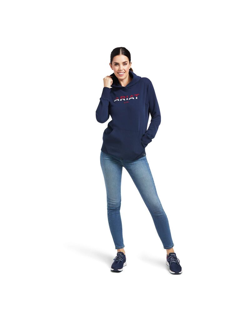 Sweat à Capuche Ariat 3D Logo 2.0 Bleu Marine Femme | KOB-99682095