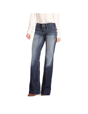 Jean Ariat Trouser Mid Rise Stretch Entwined Larges Leg Bleu Femme | TFI-03998093