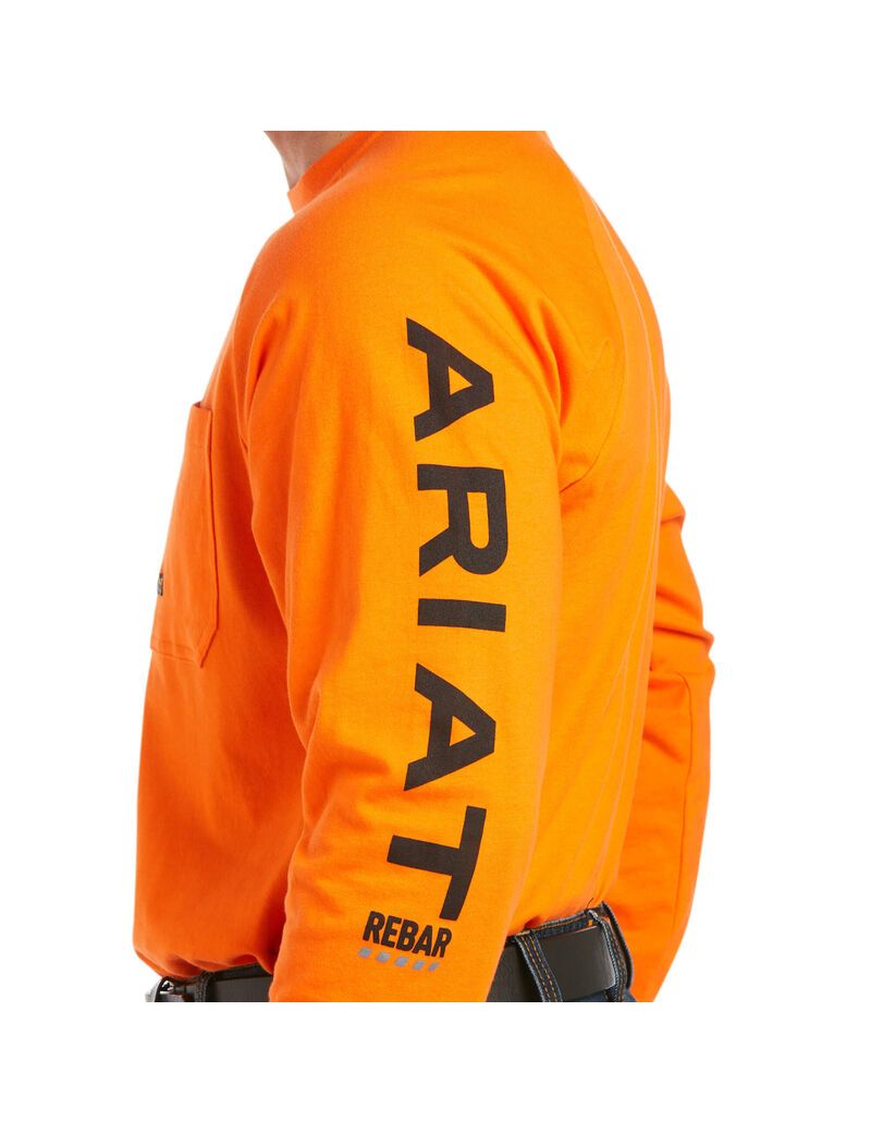 Vêtements De Travail Ariat Rebar Coton Strong Graphique T Shirts Orange Noir Homme | RNN-80239849