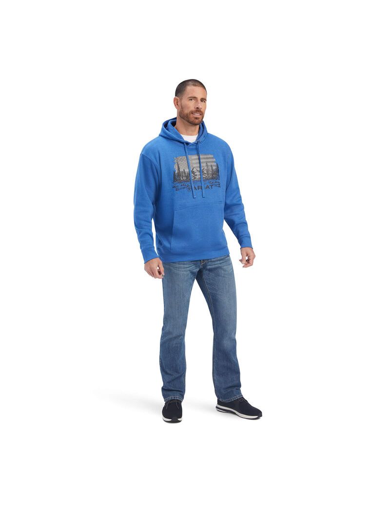 Sweats Ariat Land of the Free Bleu Homme | JGZ-69132480