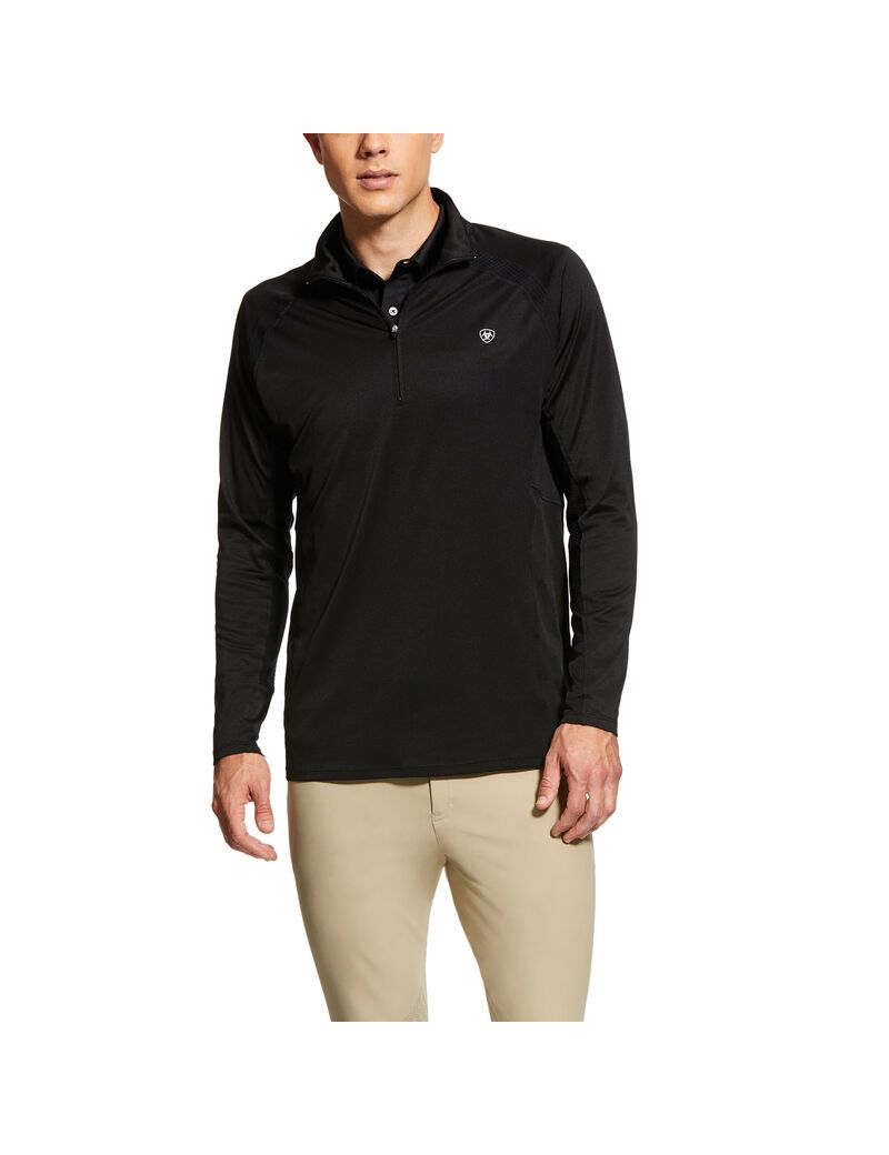 Couches Intermédiaires Ariat Sunstopper 1/4 Zip Noir Homme | HER-76162953