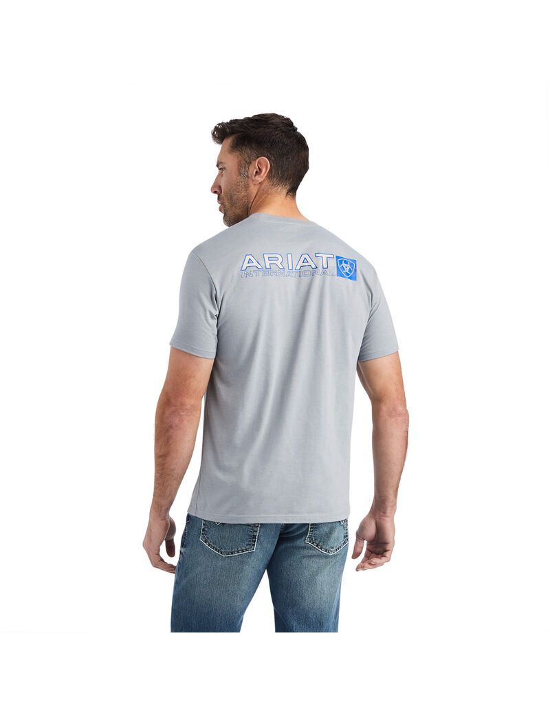 T Shirts Ariat Linear Octane Grise Homme | BFV-99900402