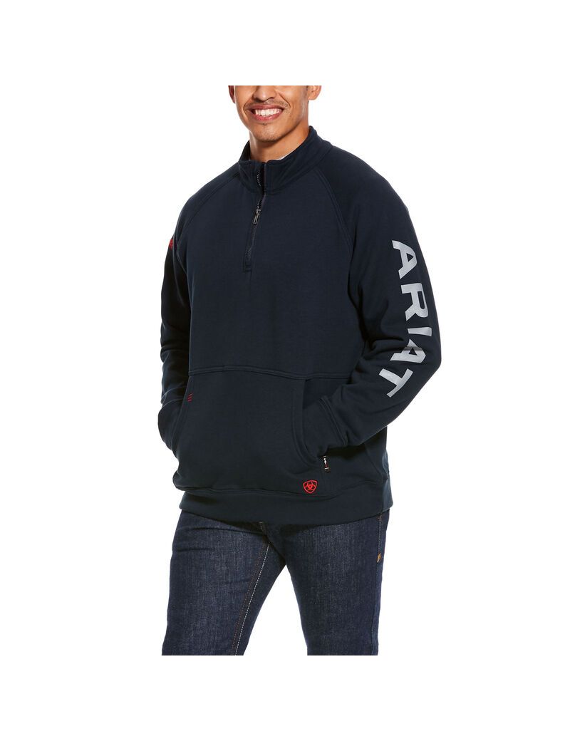 Chandails Ariat FR Primo Fleece Logo 1/4 Zip Bleu Marine Homme | FSA-15101266