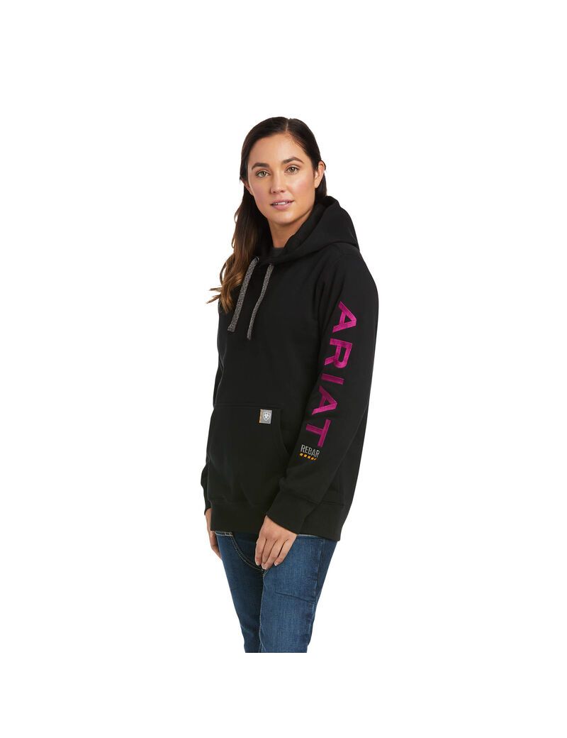 Sweat à Capuche Ariat Rebar Graphique Noir Violette Femme | ATZ-59389469