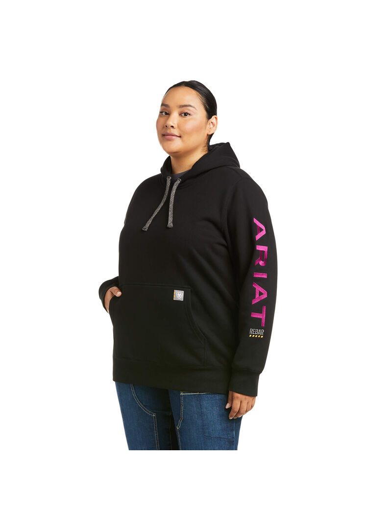 Sweat à Capuche Ariat Rebar Graphique Noir Violette Femme | ATZ-59389469