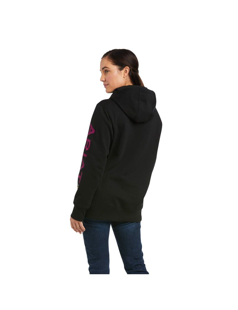 Sweat à Capuche Ariat Rebar Graphique Noir Violette Femme | ATZ-59389469