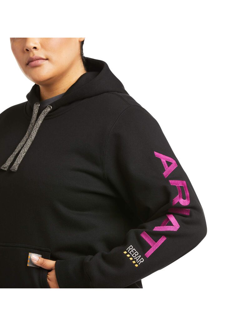 Sweat à Capuche Ariat Rebar Graphique Noir Violette Femme | ATZ-59389469